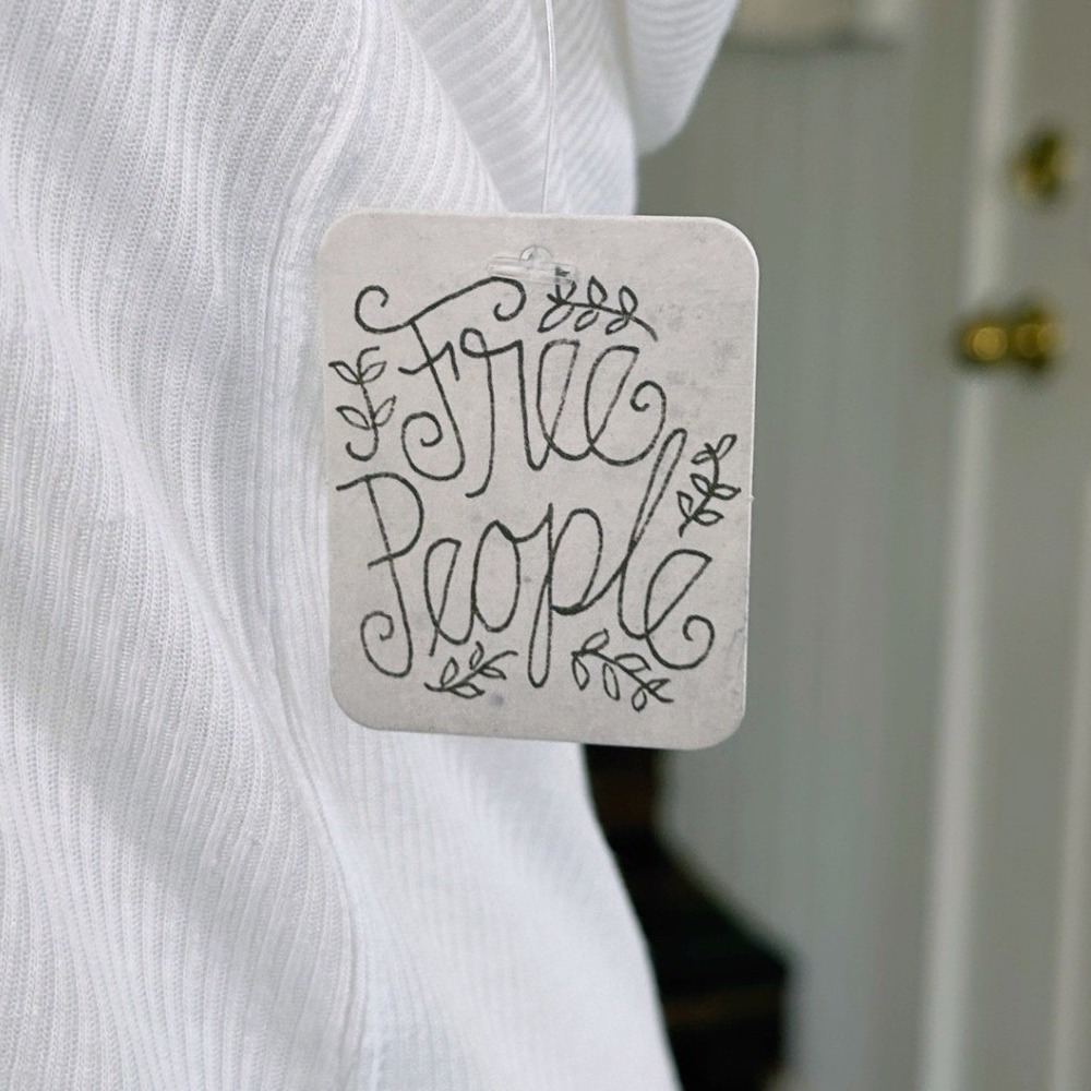 NEW Intimately Free People Women Ribbed Strappy Layer Tee S White Minimal Sheer - Picture 7 of 8